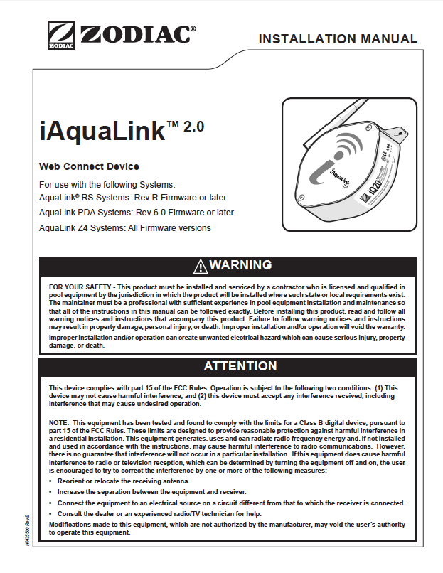 iAquaLink 2.0 Support | Swimming Pool Automation & Mobile Apps by ZODIAC®